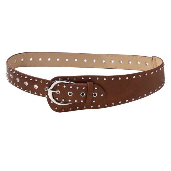 Women's Fashion Leather Belt Studded Leather Belt Ladies Belts For Jeans Dress🖤 - Picture 1 of 5